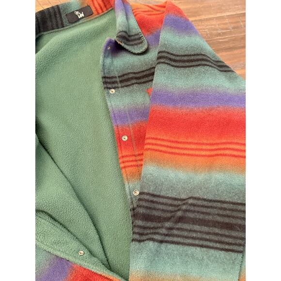 Ms. Lee Southwest Fleece Snap Shirt Jacket Multicolor Striped Western Retro - Picture 4 of 6
